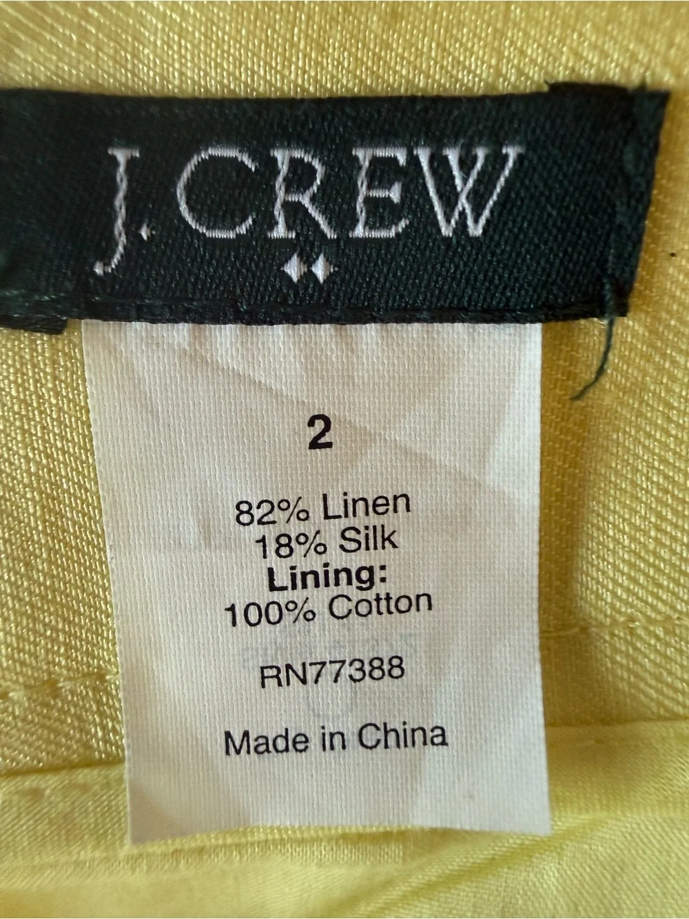 J. Crew Linen Silk Blend Paperbag Skirt Yellow Pockets Size 2 Lined